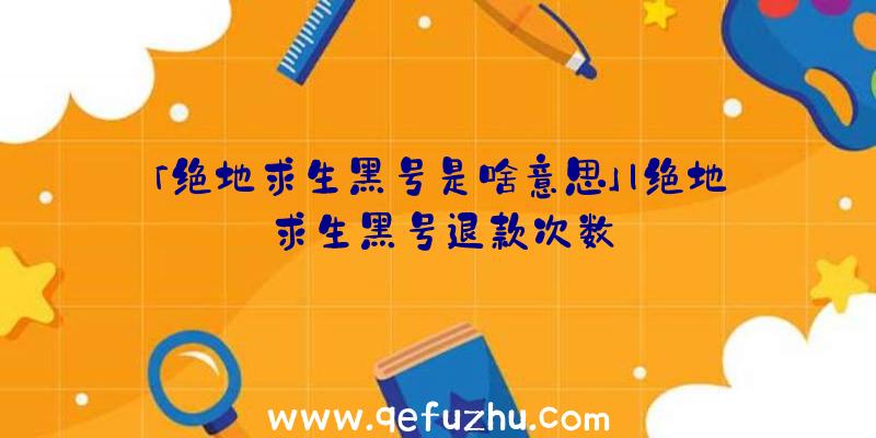 「绝地求生黑号是啥意思」|绝地求生黑号退款次数